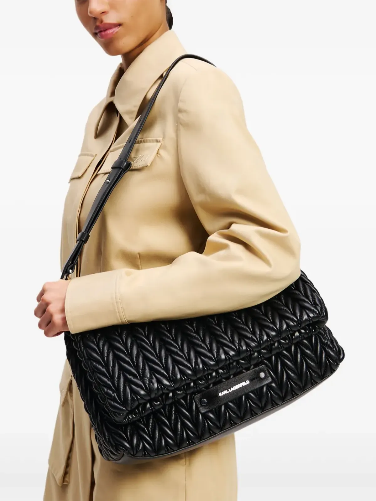 Karl Lagerfeld 大きい K/Weave ショルダーバッグ - ブラック - 画像2