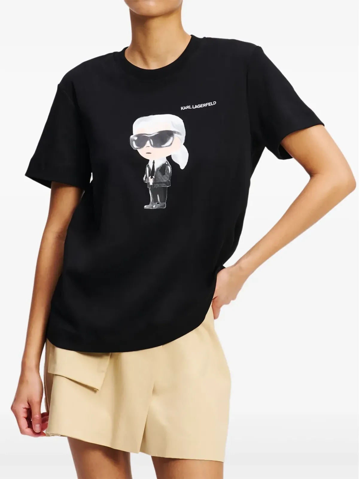 Karl Lagerfeld Ikon Aquarelle プリントTシャツ - ブラック - 画像3