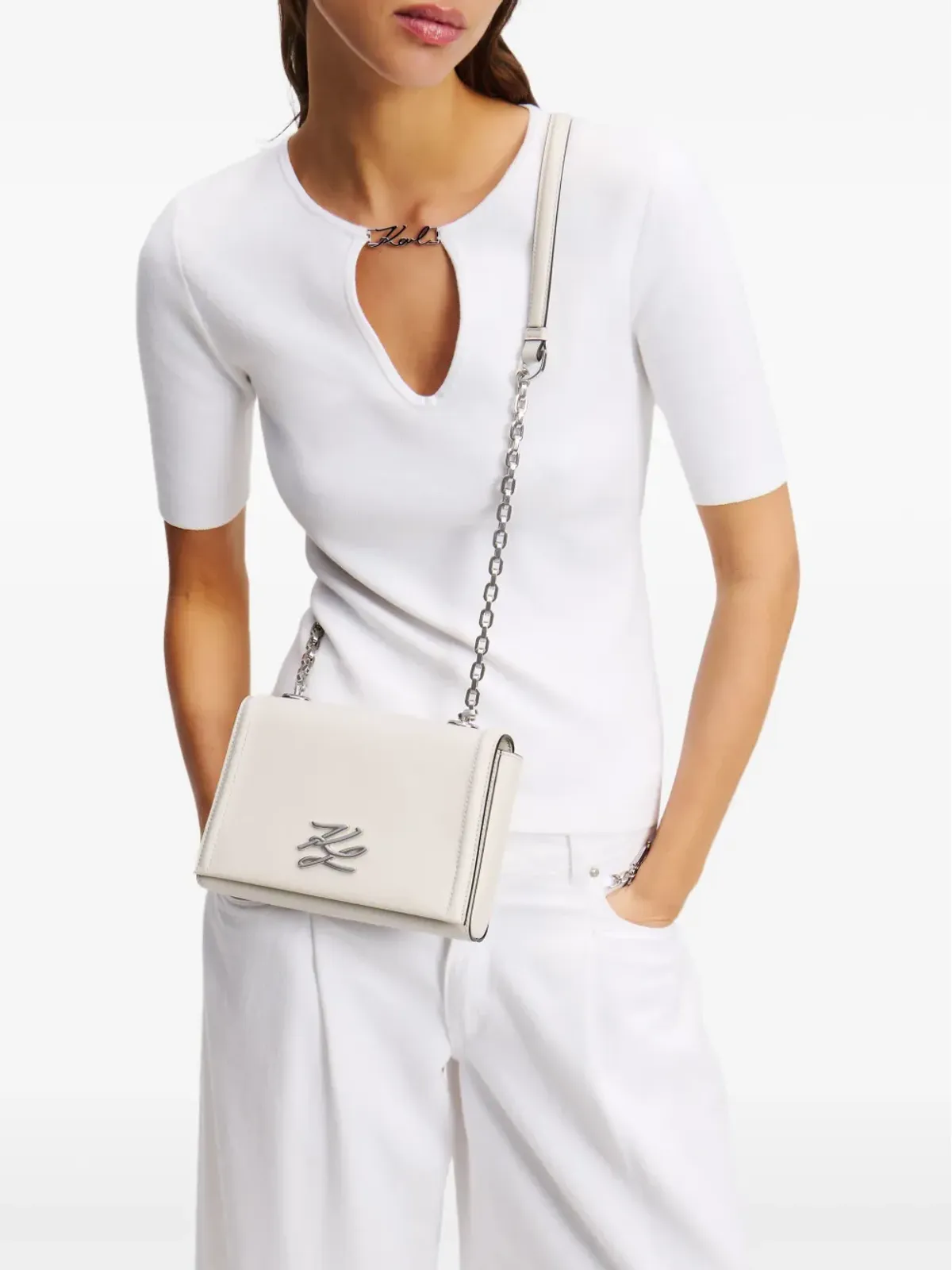 Karl Lagerfeld 小さめ K/Autograph クロスボディバッグ - ニュートラルカラー - 画像2