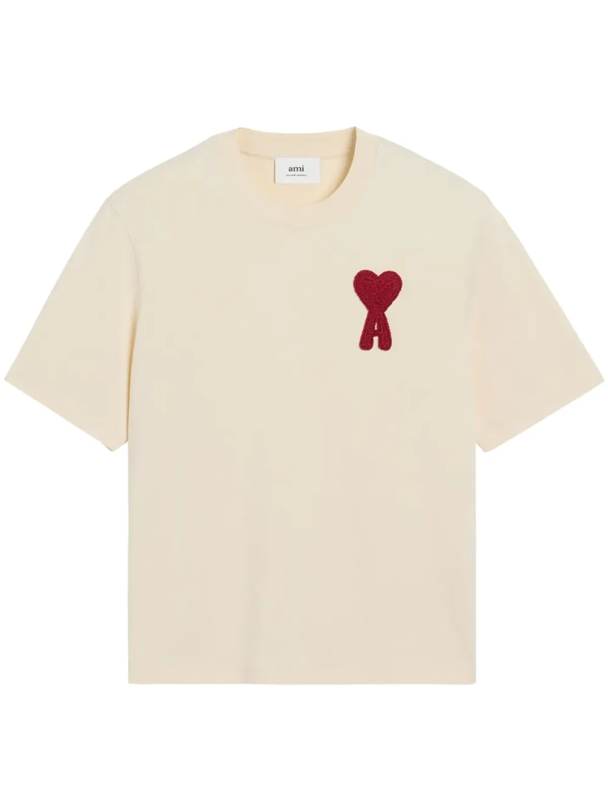 AMI Paris Ami de Coeurパッチ付き コットンTシャツ - ホワイト - 画像1