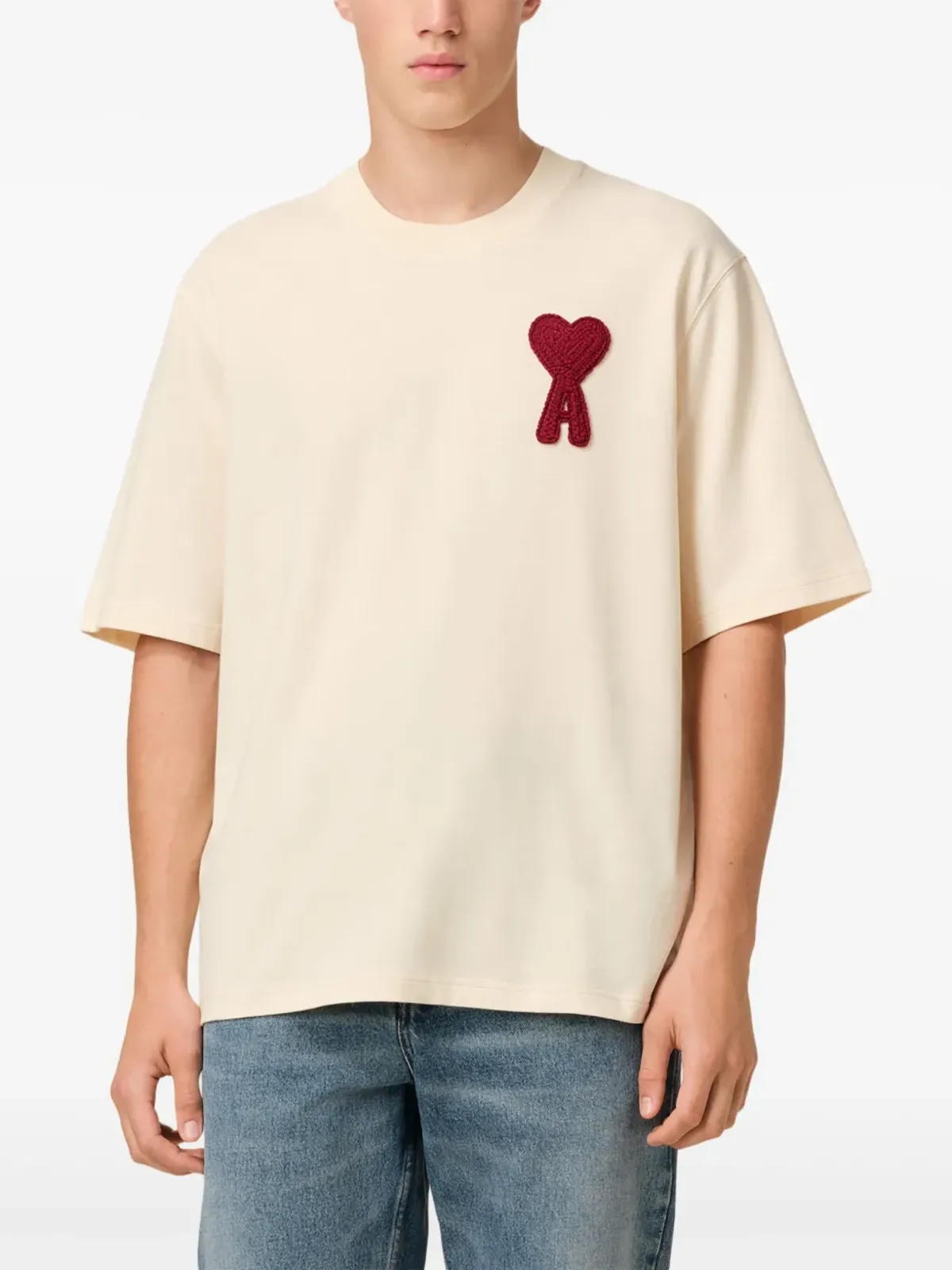 AMI Paris Ami de Coeurパッチ付き コットンTシャツ - ホワイト - 画像5