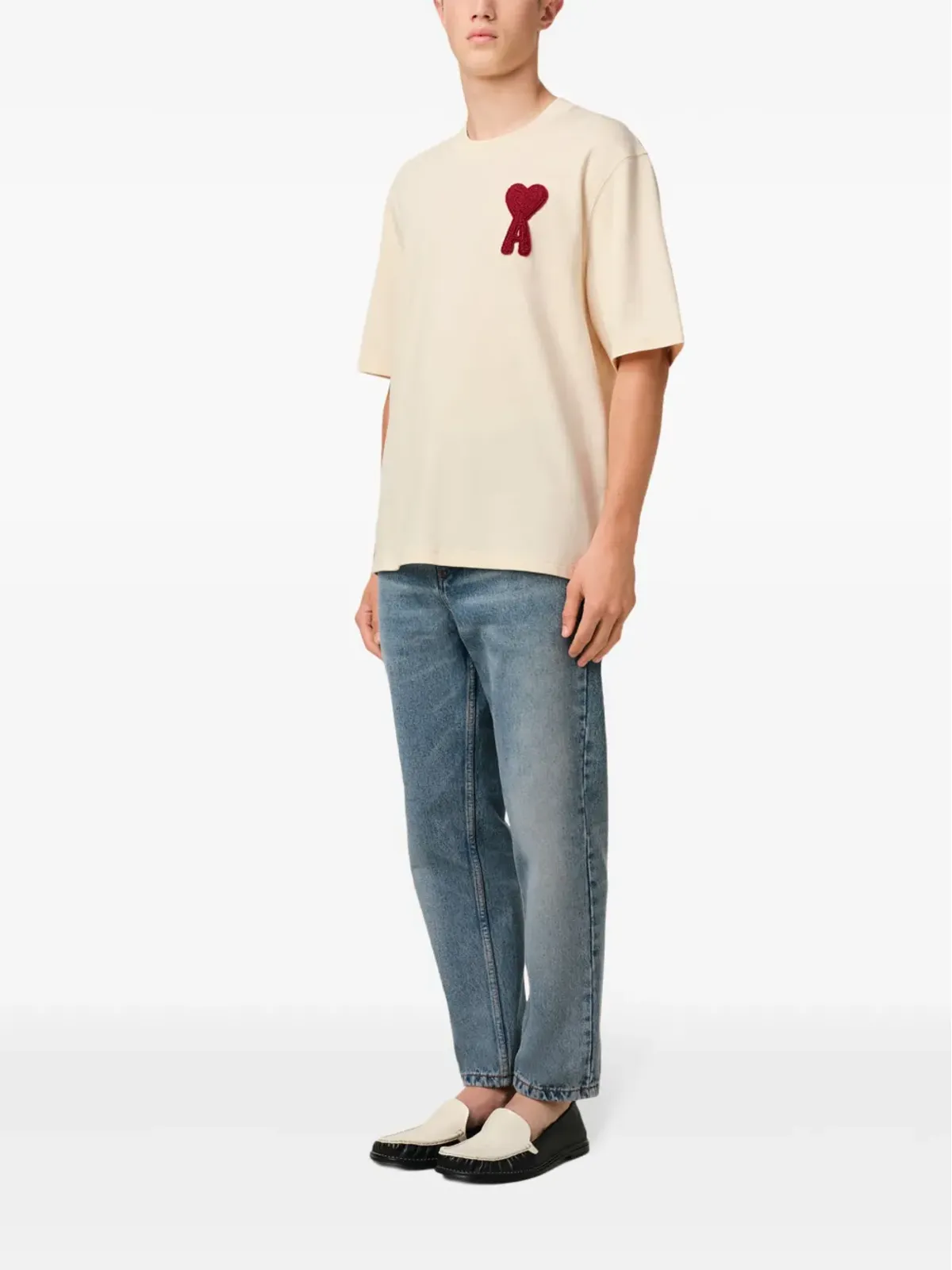 AMI Paris Ami de Coeurパッチ付き コットンTシャツ - ホワイト - 画像3