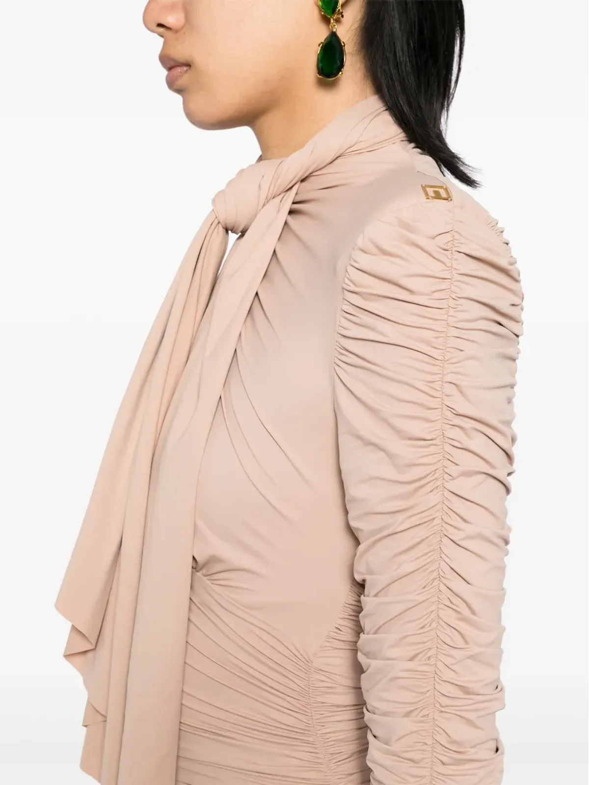 Elisabetta Franchi ルシュドミニドレス - ブラウン - 画像5