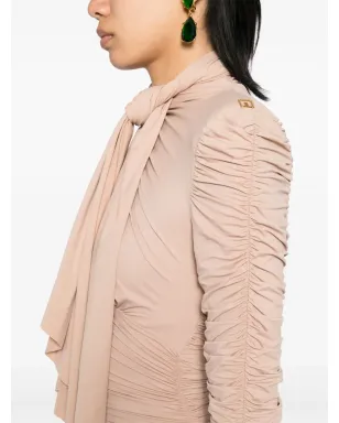 Elisabetta Franchi ルシュドミニドレス - ブラウン - サムネイル5