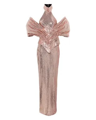 MITILIANE COUTURE 取り外し可能なコルセット付きスパンコール マキシドレス - ゴールド - サムネイル1