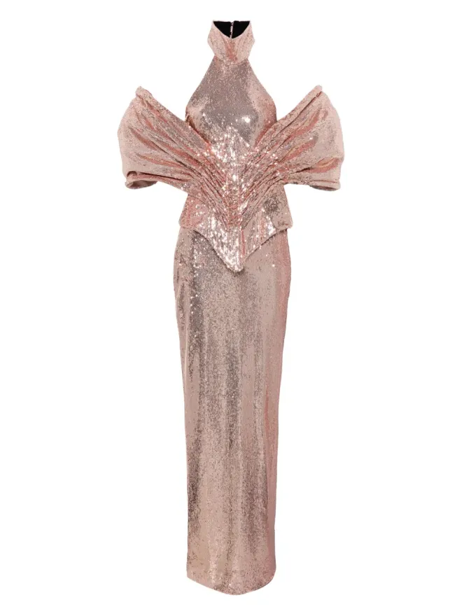 MITILIANE COUTURE MITILIANE COUTURE 取り外し可能なコルセット付きスパンコール マキシドレス - ゴールドの商品画像