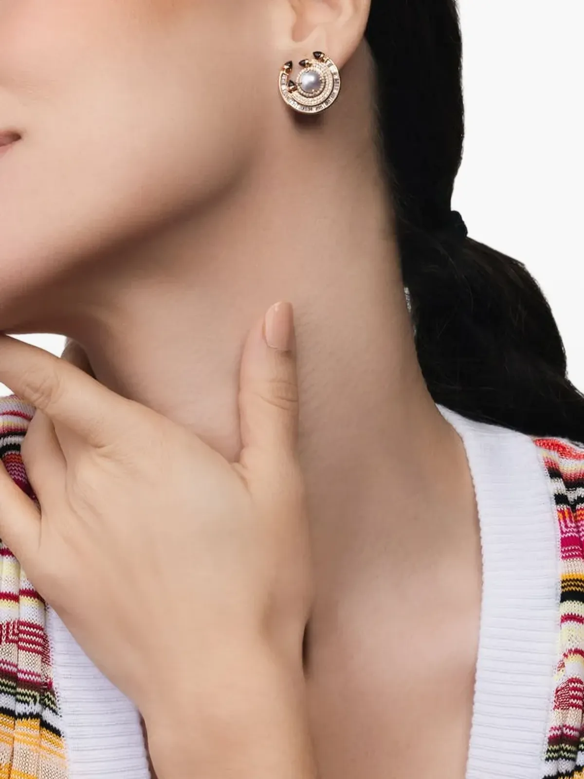 Ananya ローズゴールド チャクラ ルビーとダイヤモンドのピアス - ピンク - 画像4