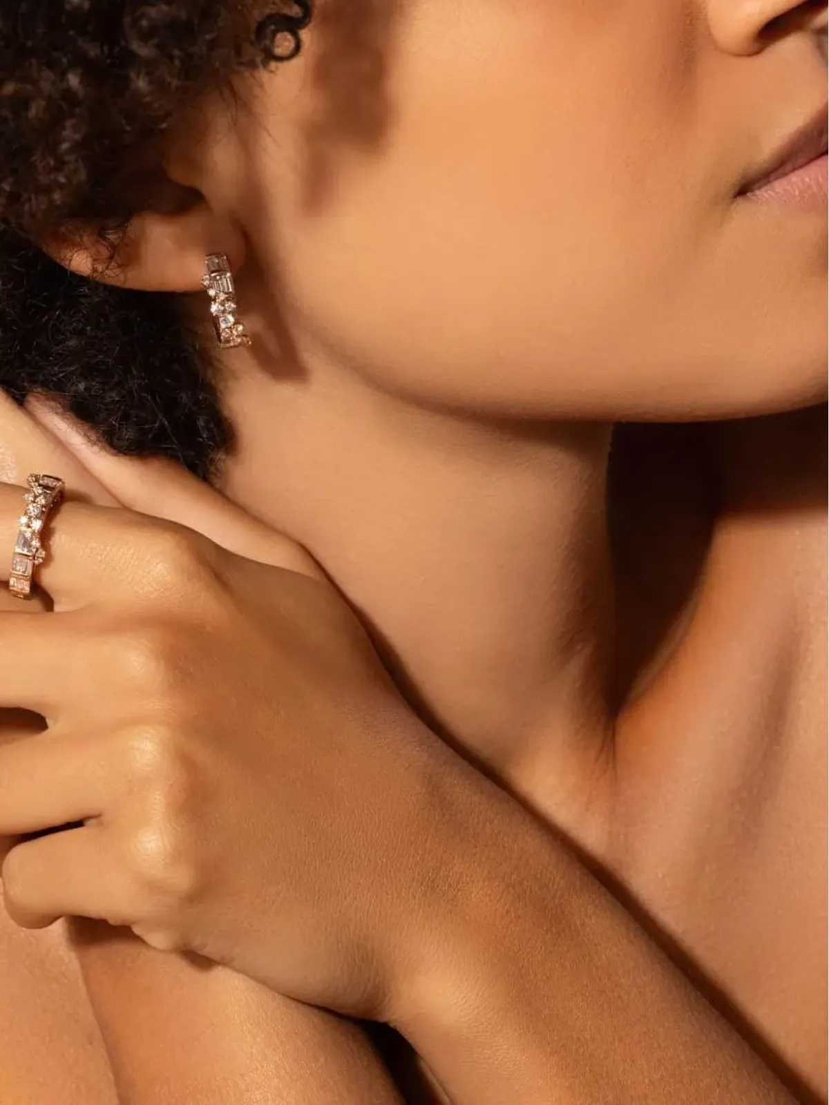 Ananya 18K ローズゴールド スキャッター フープピアス - ピンク - 画像4