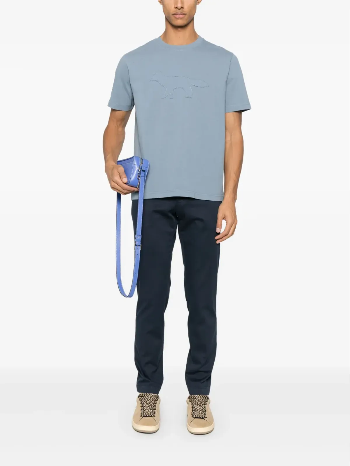 Maison Kitsuné プロフィール・フォックスパッチTシャツ ブルー - 画像2