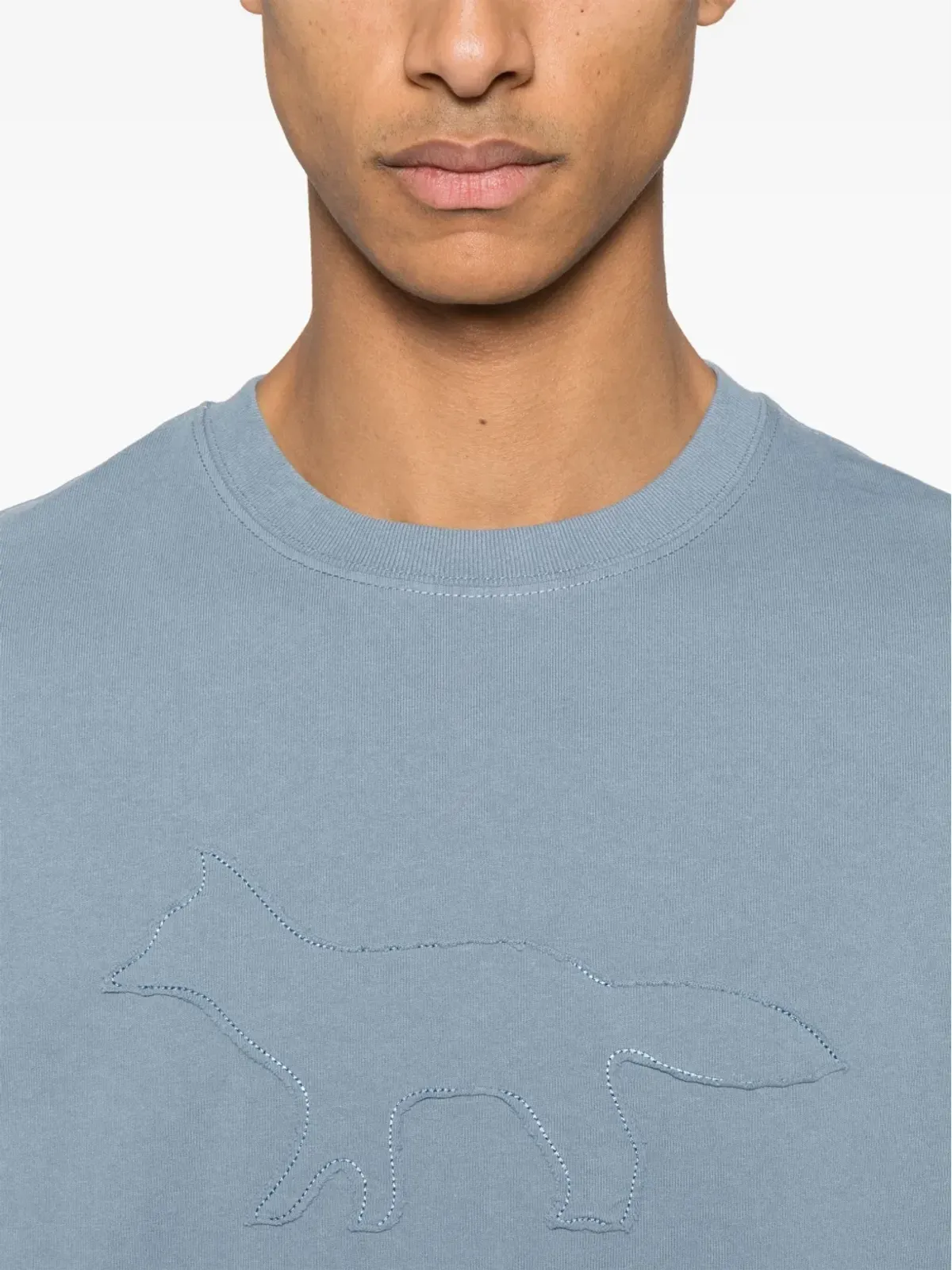 Maison Kitsuné プロフィール・フォックスパッチTシャツ ブルー - 画像4