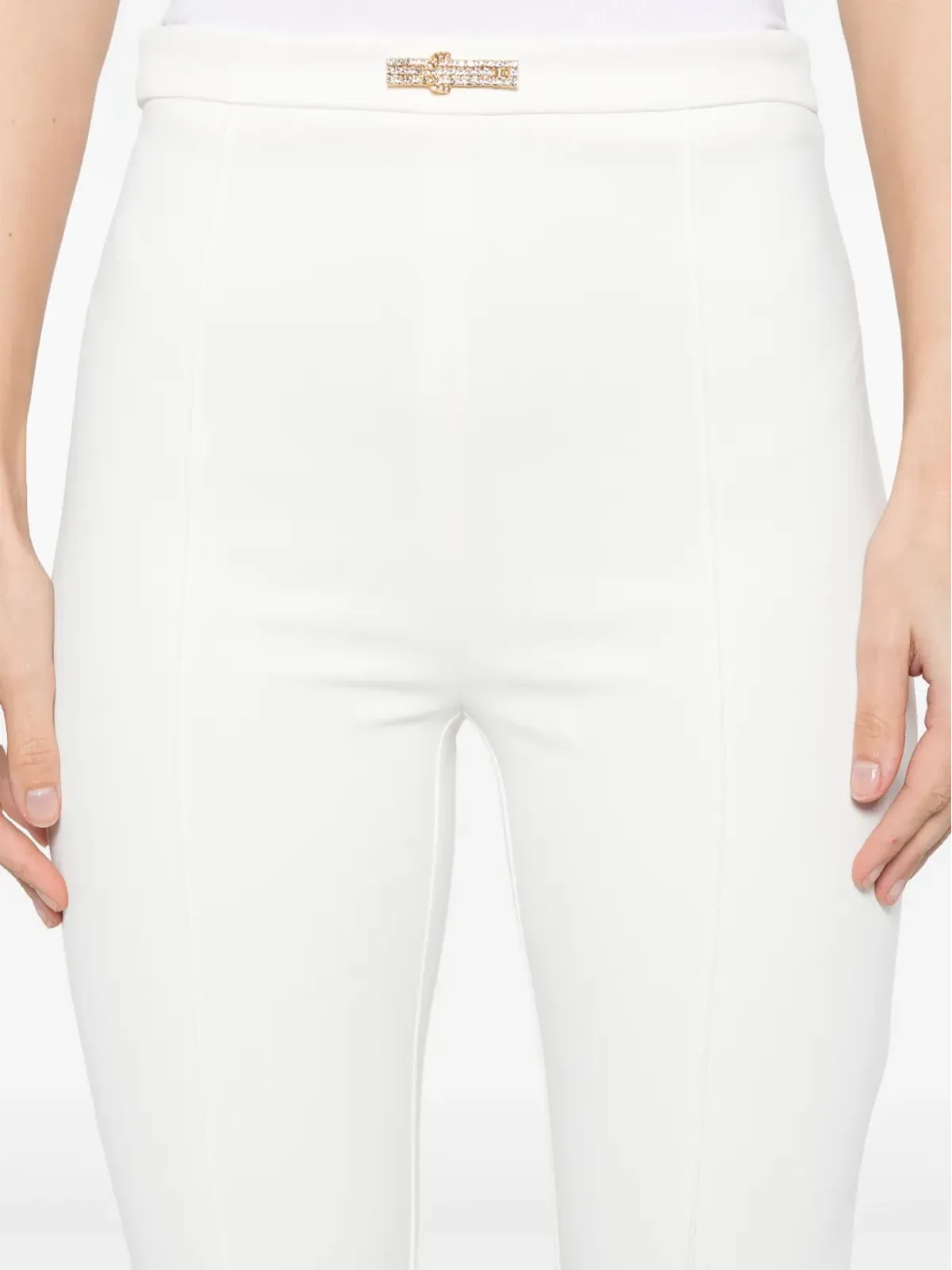 Elisabetta Franchi ダブルレイヤー クレープ フレアパンツ - ホワイト - 画像5