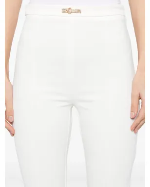Elisabetta Franchi ダブルレイヤー クレープ フレアパンツ - ホワイト - サムネイル5