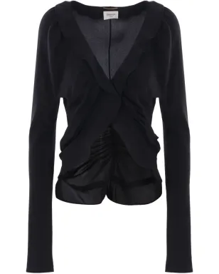 Saint Laurent クレープデシネ ブラウス ブラック - サムネイル1