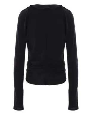 Saint Laurent クレープデシネ ブラウス ブラック - サムネイル2