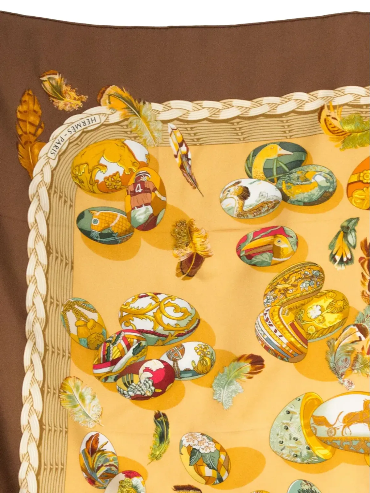 Hermès ビンテージ 1994 Couvée d'Hermès by Caty Latham スカーフ - ブラウン - 画像2