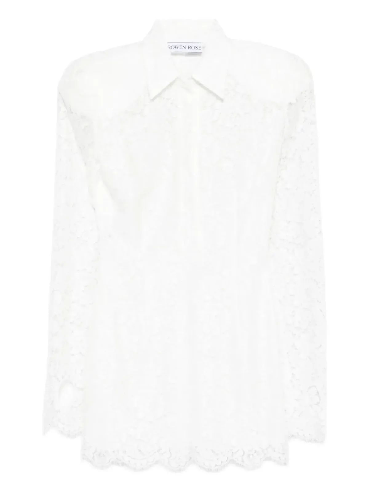 Rowen Rose 白のレース長袖ミニドレス - 画像1