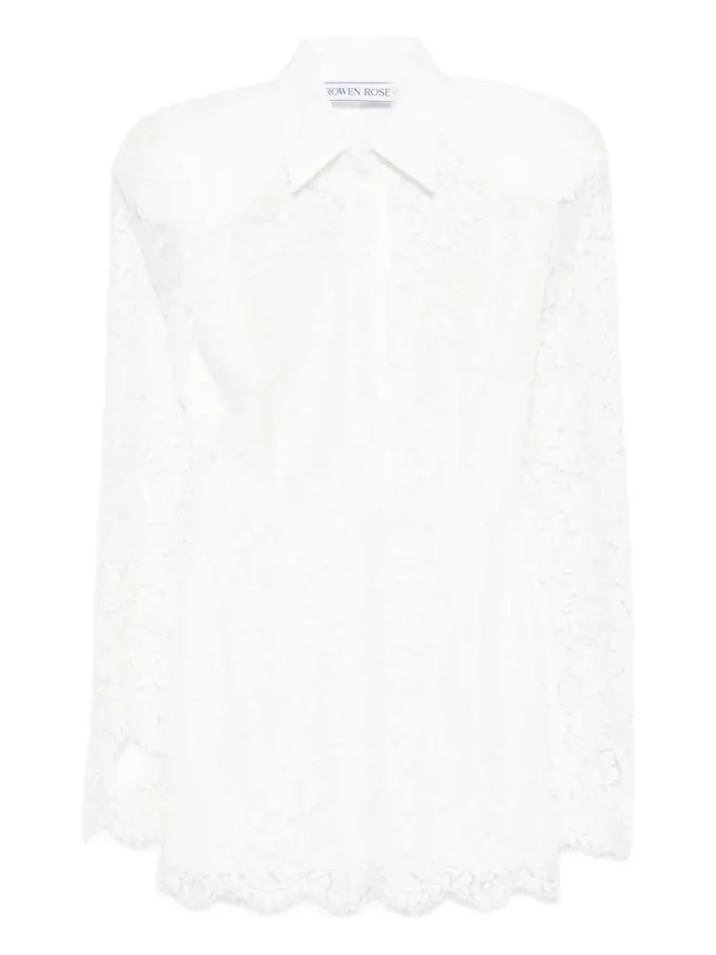 Rowen Rose Rowen Rose 白のレース長袖ミニドレスの商品画像