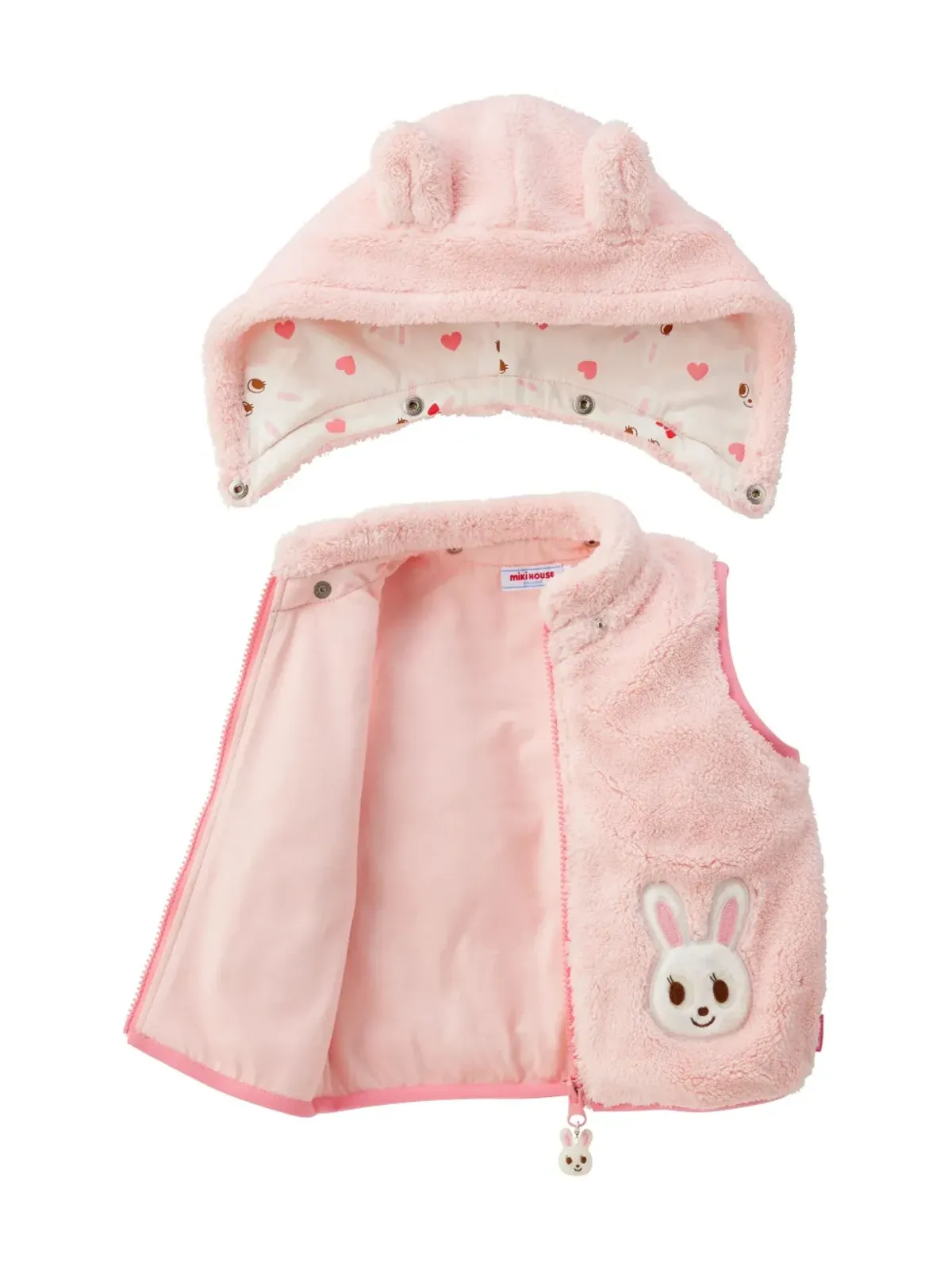 Miki House Rabbit gilet - Pink - 画像3