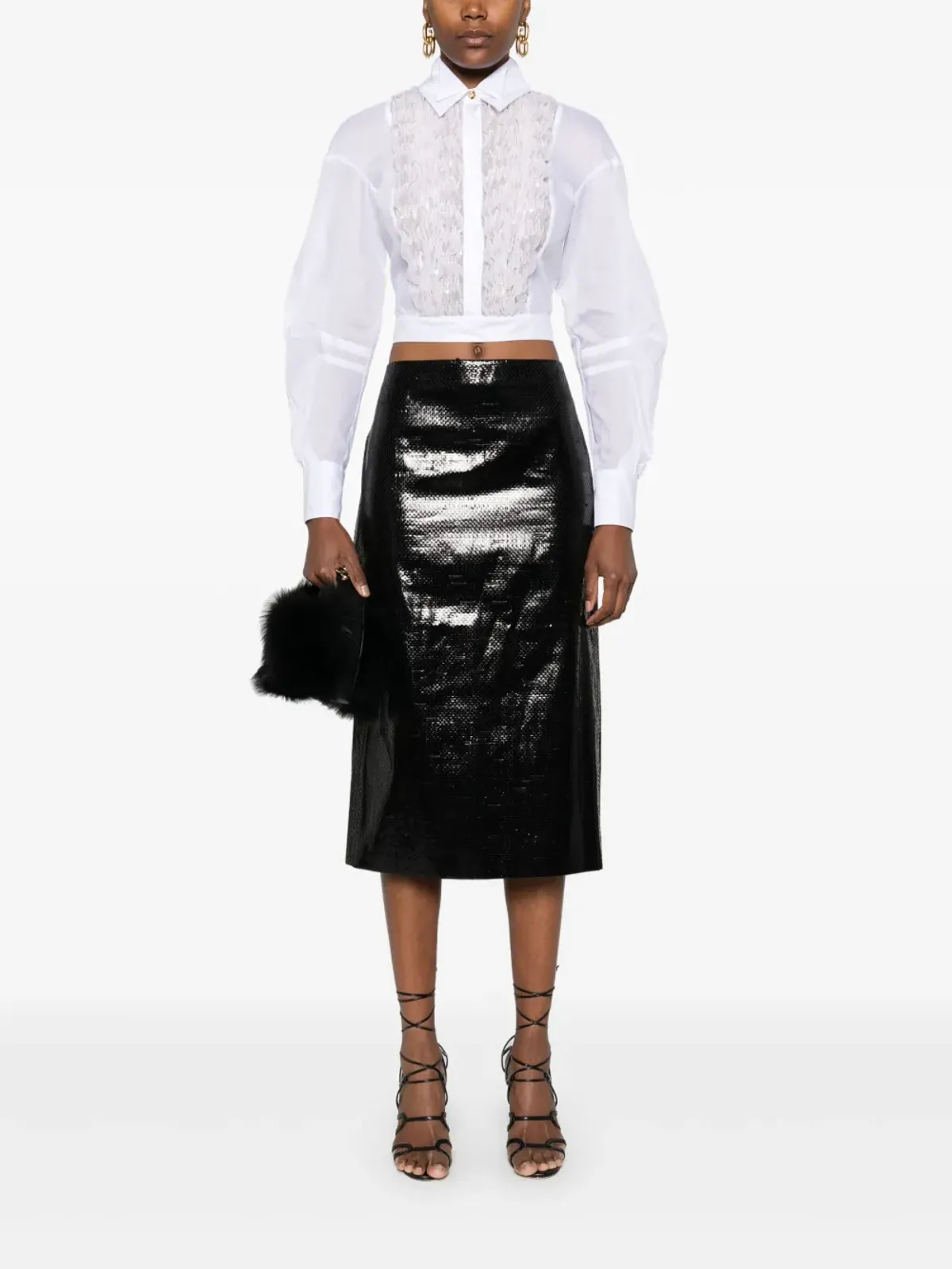 Elisabetta Franchi ラッフルディテール コットンシャツ - White - 画像2