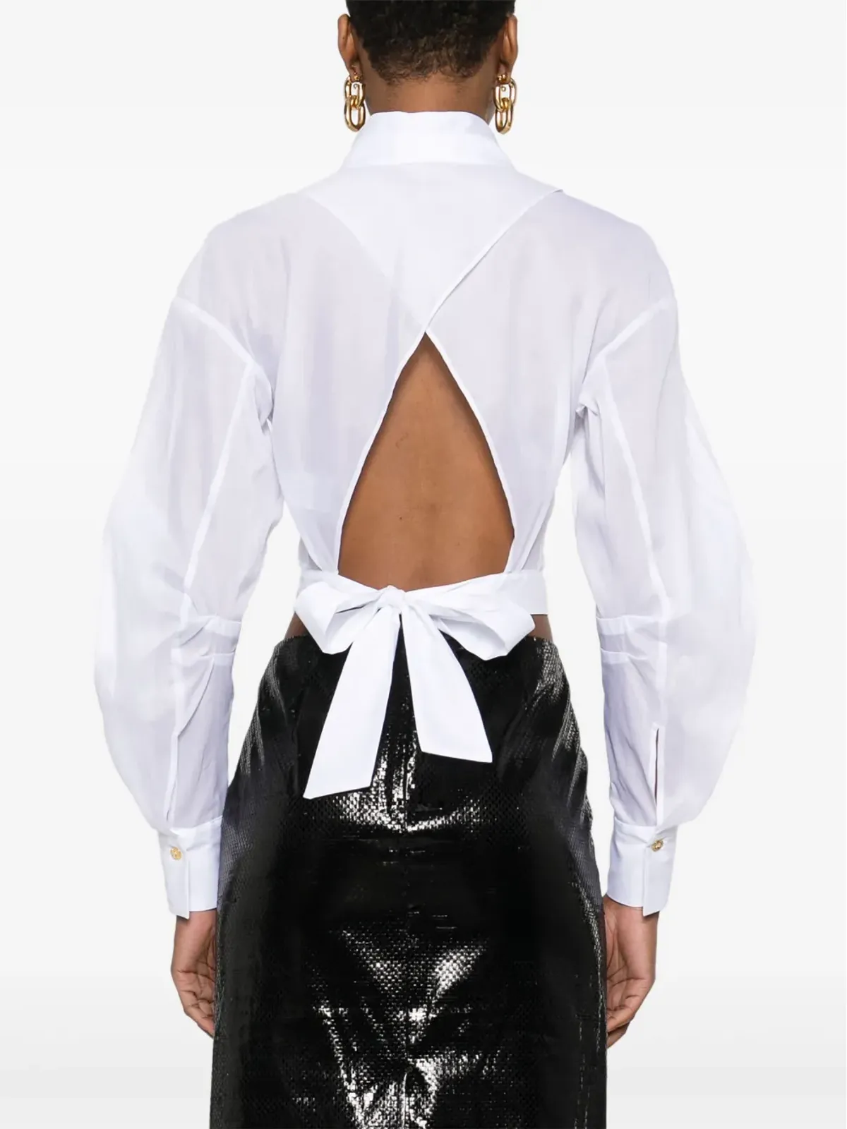 Elisabetta Franchi ラッフルディテール コットンシャツ - White - 画像4