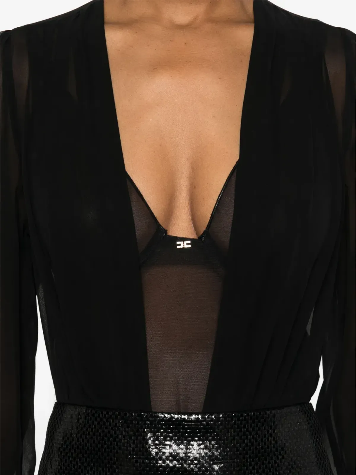 Elisabetta Franchi シルクジョージェット ボディスーツ - ブラック - 画像5