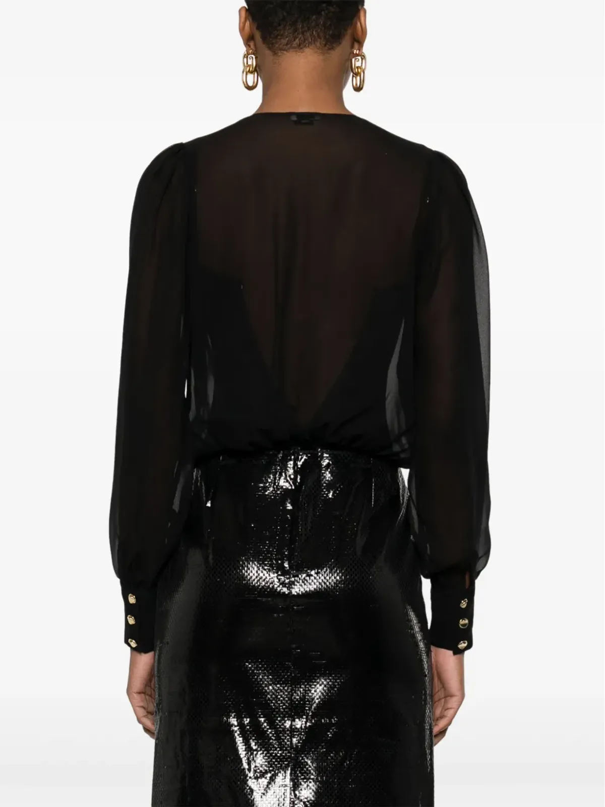 Elisabetta Franchi シルクジョージェット ボディスーツ - ブラック - 画像4