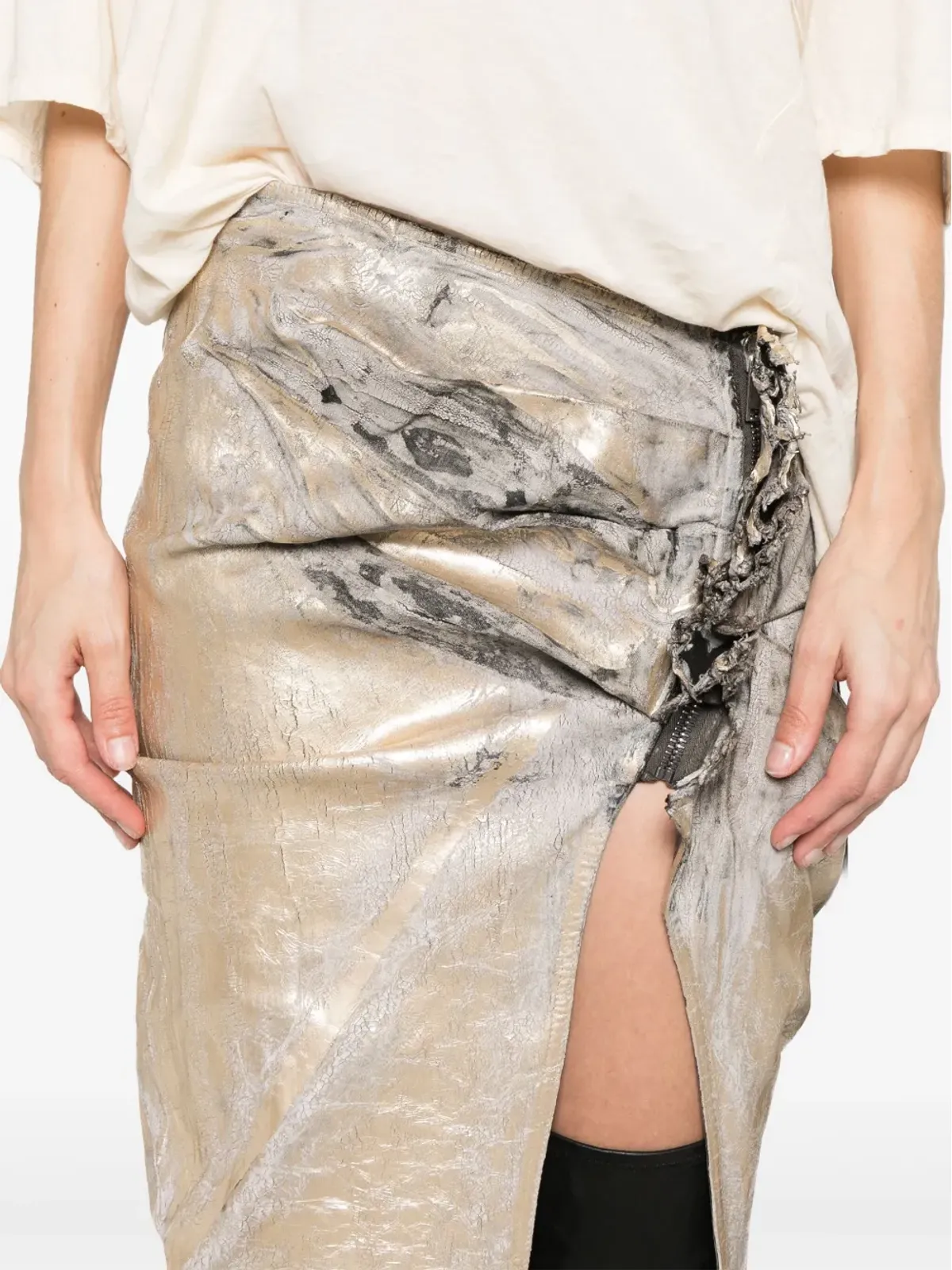 Rick Owens DRKSHDW エドフ マキシスカート - ゴールド - 画像5