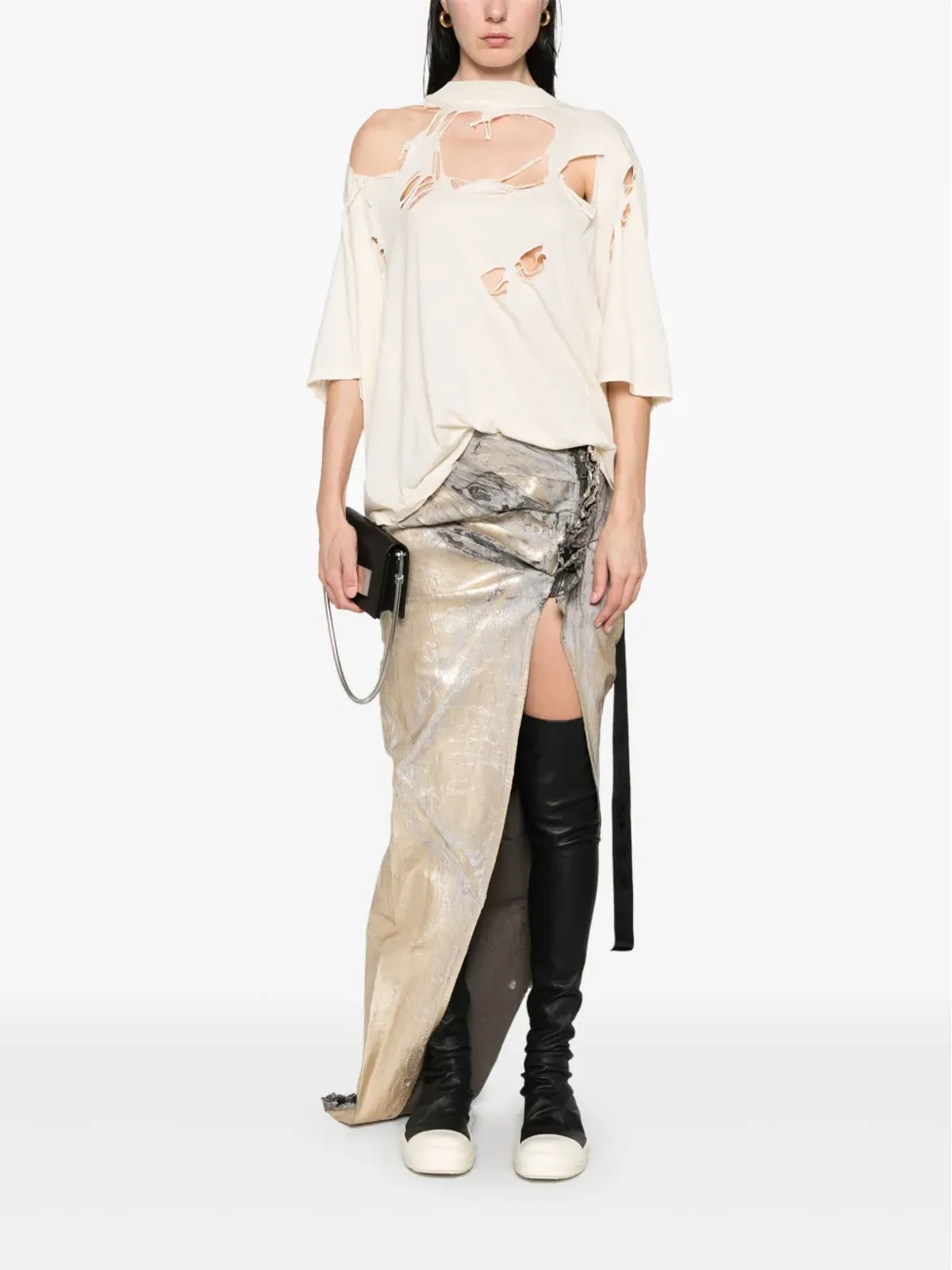 Rick Owens DRKSHDW エドフ マキシスカート - ゴールド - 画像2