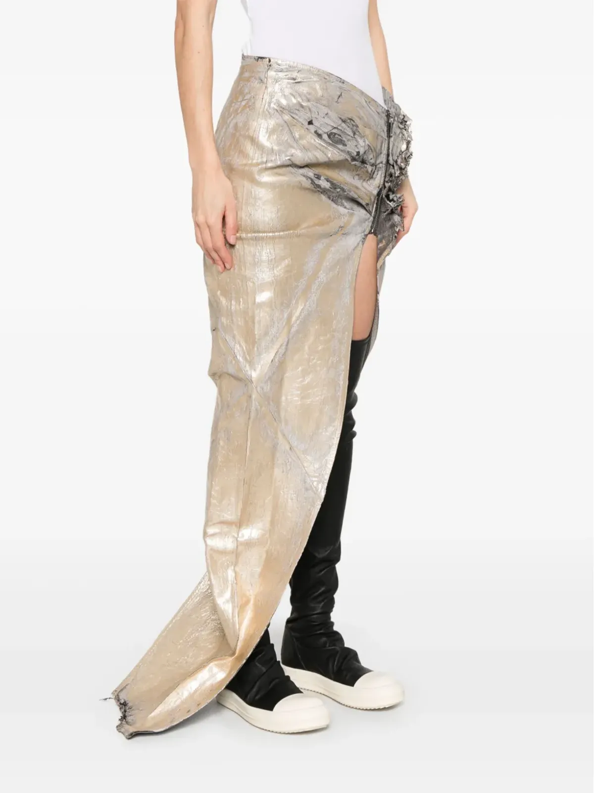 Rick Owens DRKSHDW エドフ マキシスカート - ゴールド - 画像3