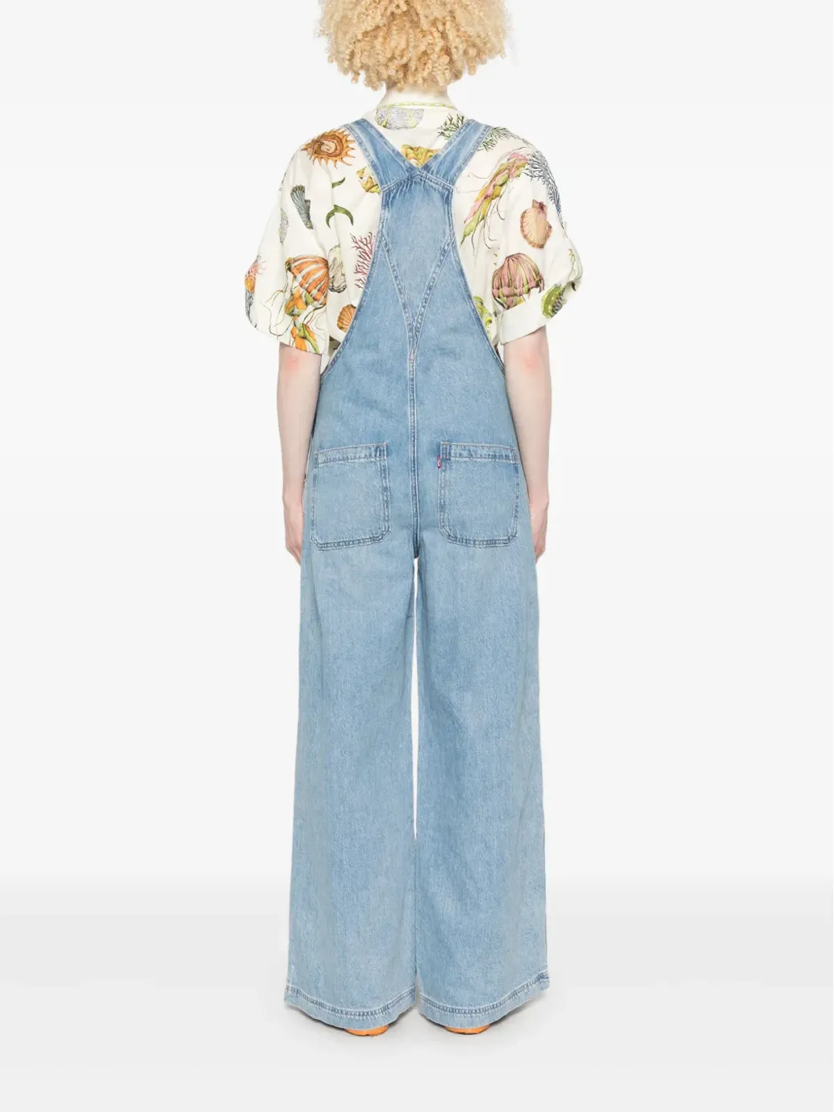 Levi's ロゴパッチ デニムオーバーオール ブルー - 画像4