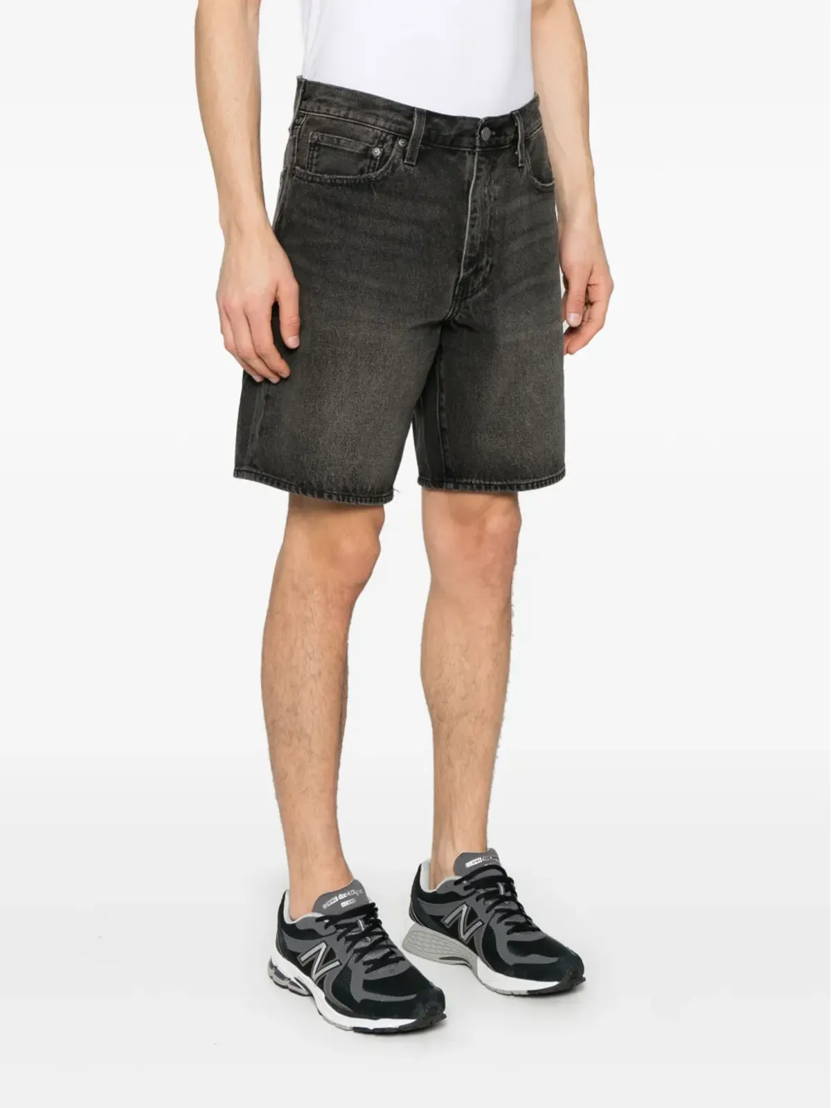 Levi's 468 ルーズ デニム ショーツ ブラック - 画像3