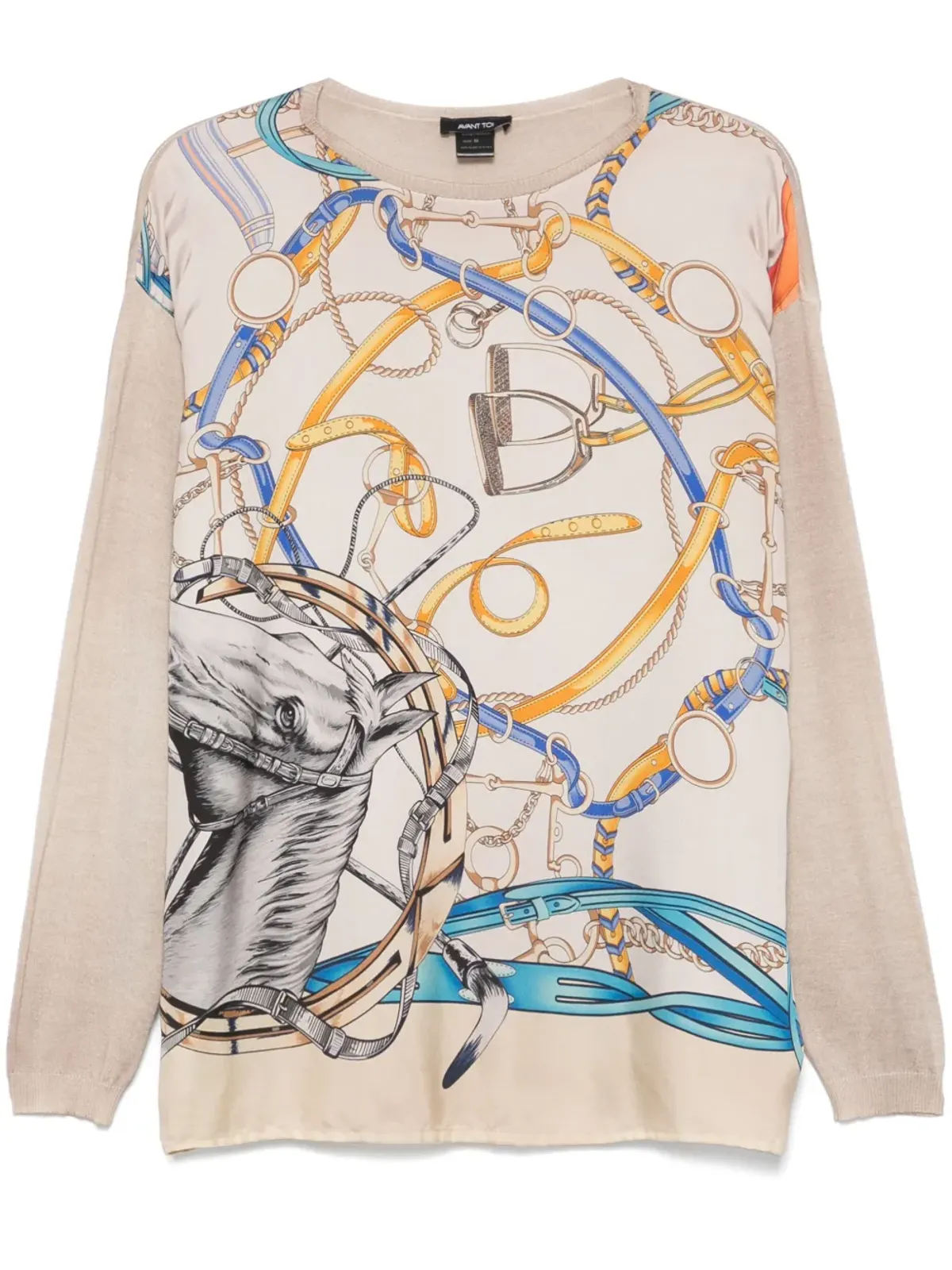 Avant Toi グラフィックプリント ニットトップス ブラウン - 画像1