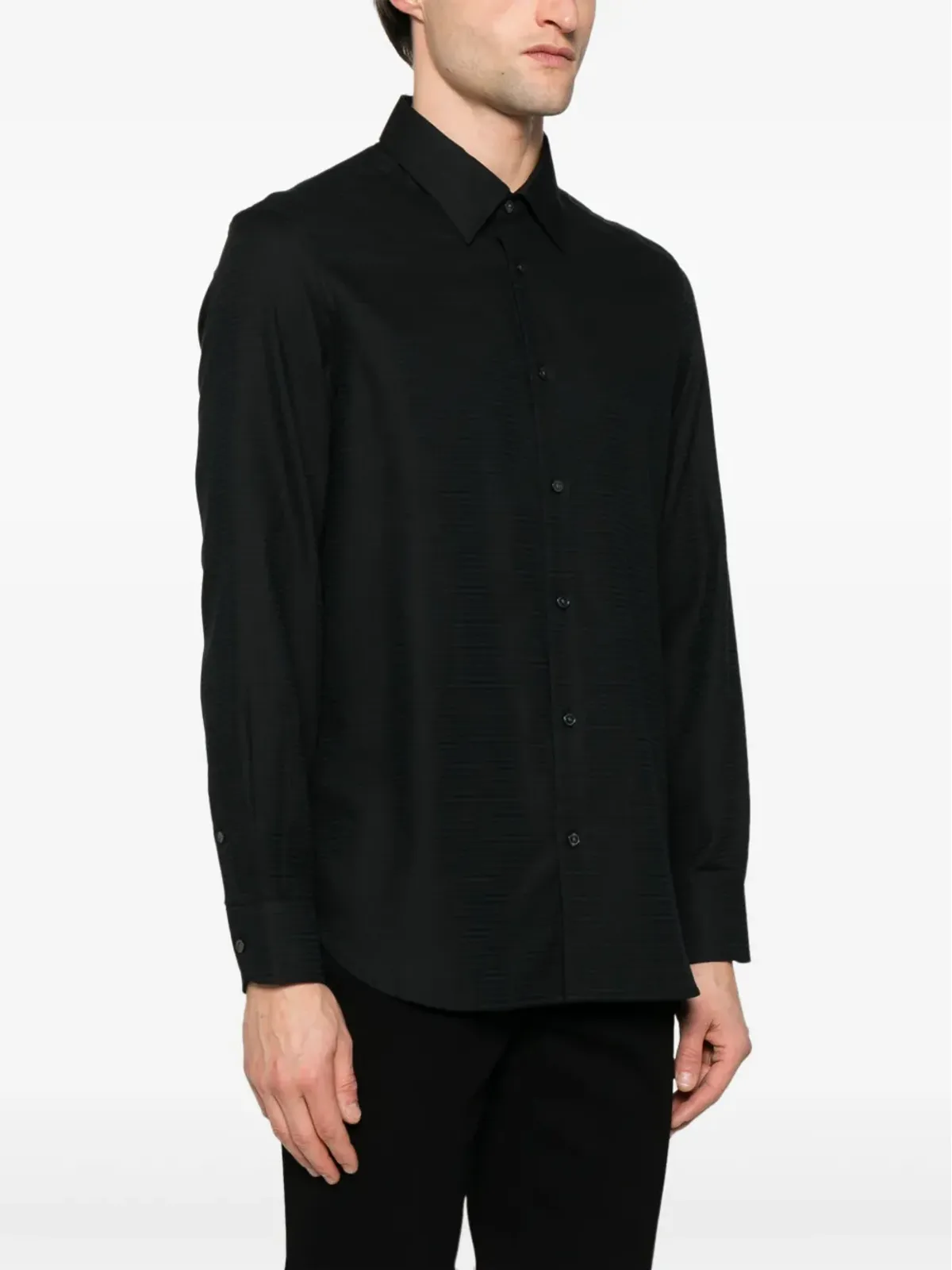 Emporio Armani ロゴジャカード シャツ - ブラック - 画像3