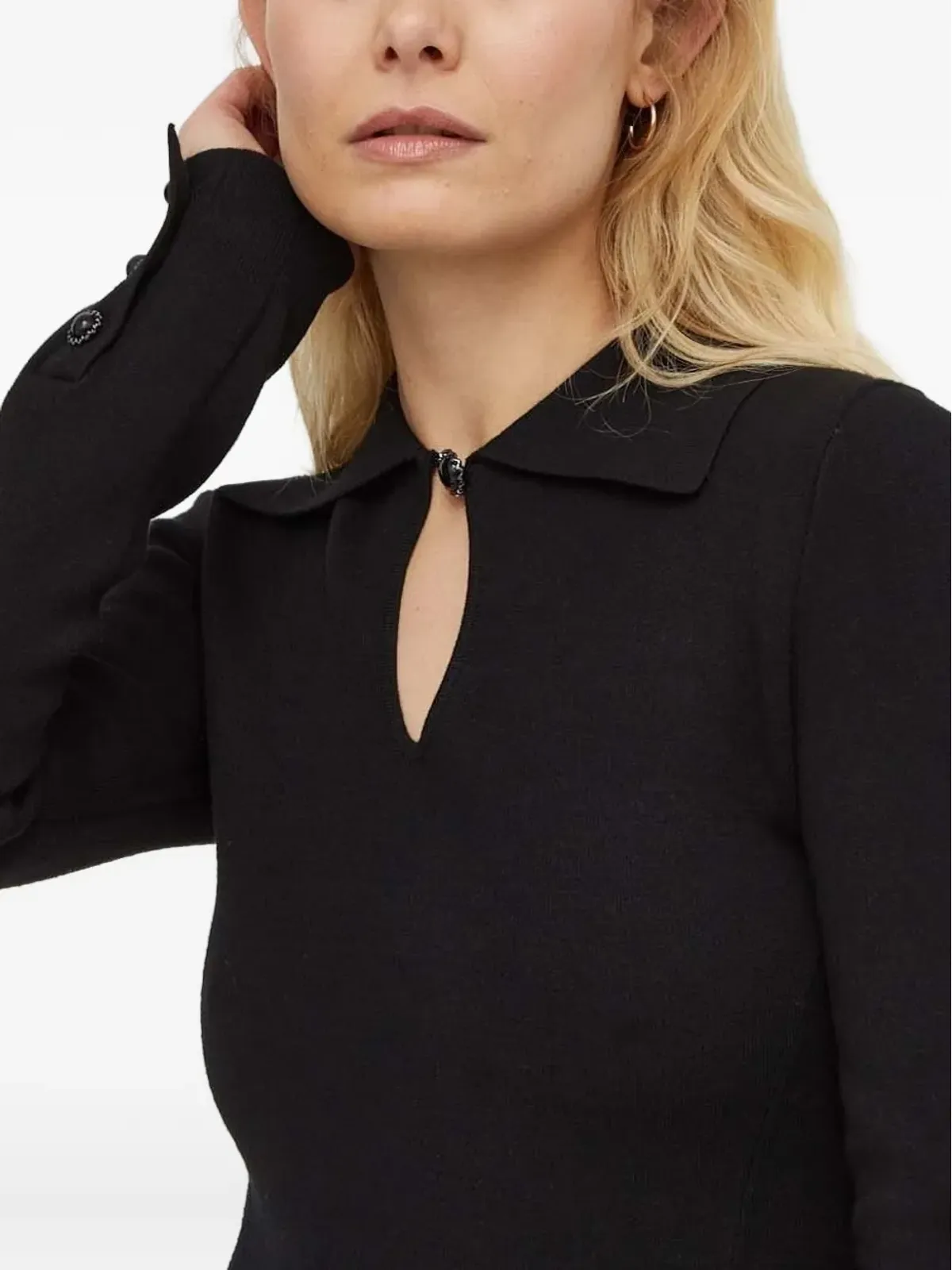 The Kooples キーホールネックライン ボタンカフ ミディドレス - 画像4