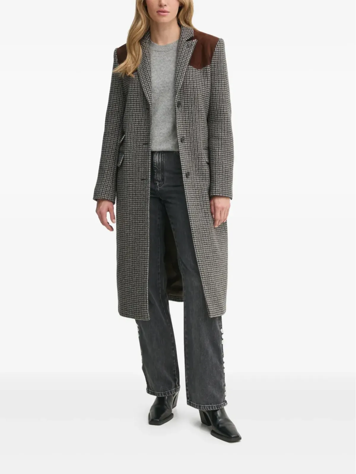 The Kooples ハウンドトースト柄のシングルブレストコート グレー - 画像2