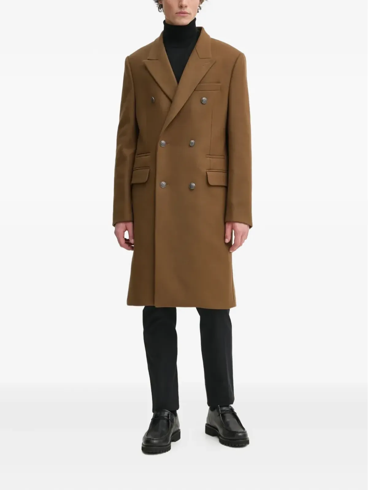 The Kooples ダブルブレストピークラペルコート - 画像2