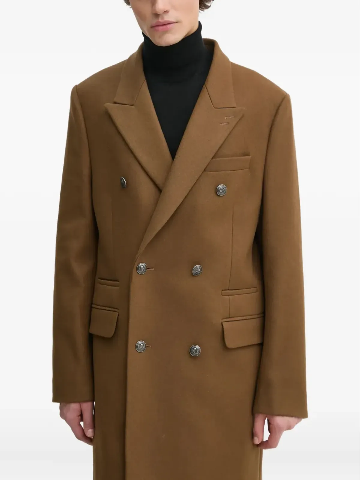 The Kooples ダブルブレストピークラペルコート - 画像3