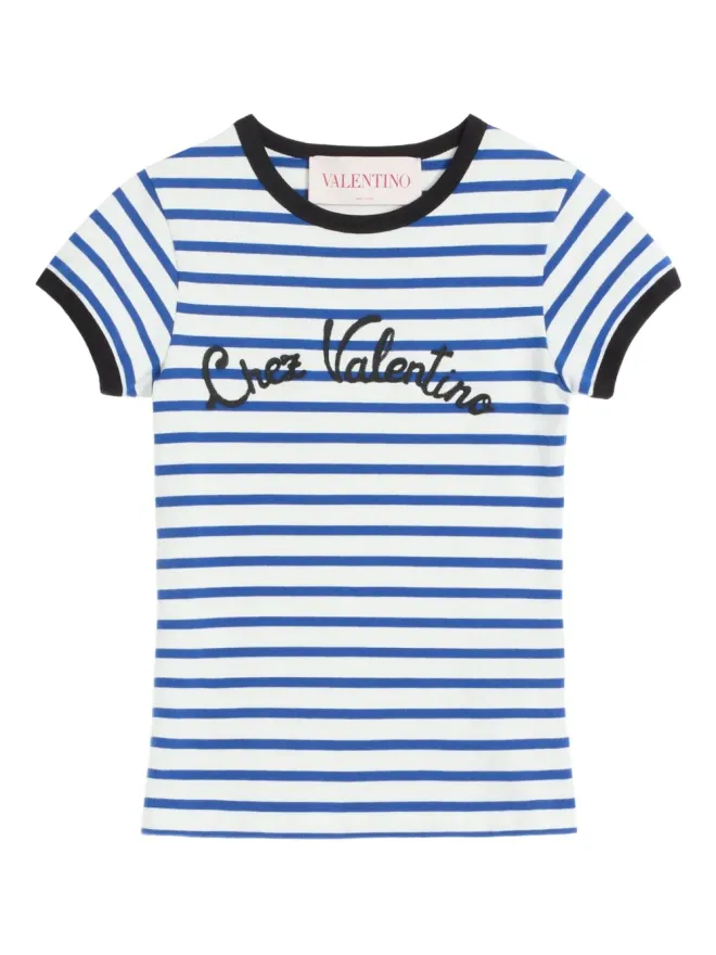 Valentino Garavani Valentino Garavani ストライプ柄ジャージーTシャツの商品画像