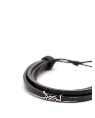 Saint Laurent ロゴプレート ブレスレット - ブラック - サムネイル2