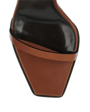 Saint Laurent 90mm メイ レザー アンクルストラップ ウェッジサンダル ブラウン - サムネイル4
