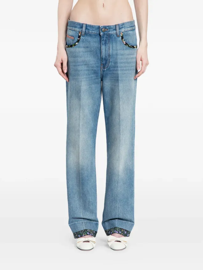 Valentino Garavani Valentino Garavani 花柄トリムジーンズ - ブルーの商品画像