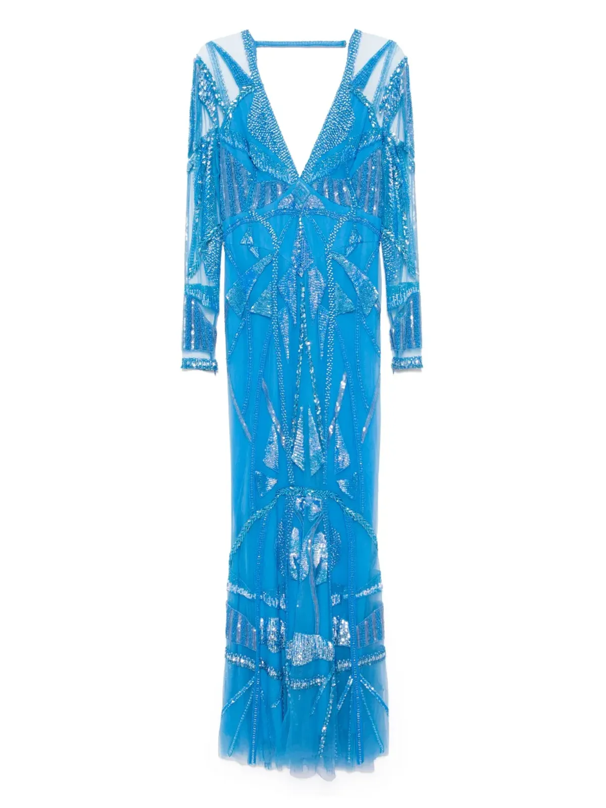 Zuhair Murad アールデコ刺繍Vネックイブニングガウン - 画像1
