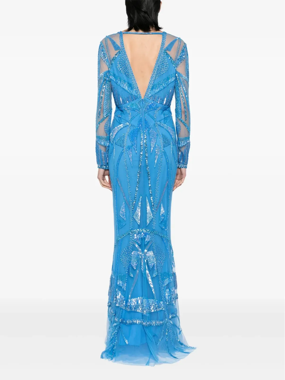 Zuhair Murad アールデコ刺繍Vネックイブニングガウン - 画像4