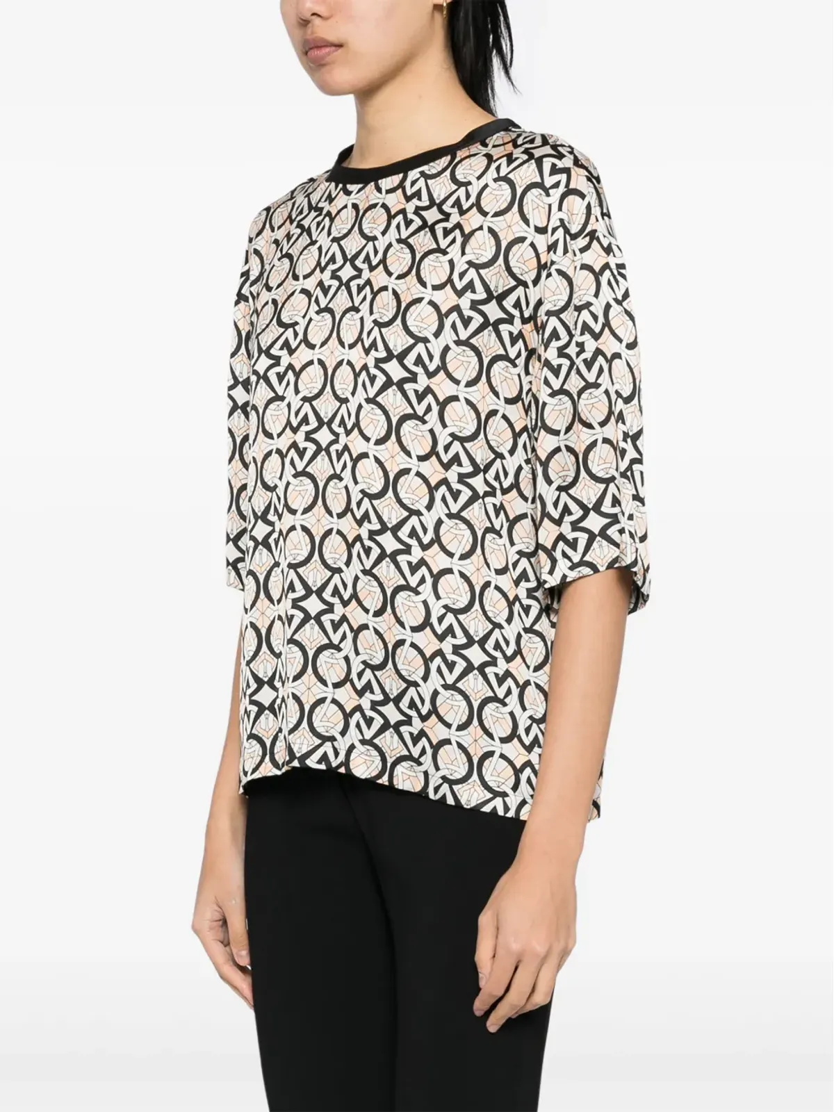 Zuhair Murad subtitle-printed charmeuse T-shirt - 画像3