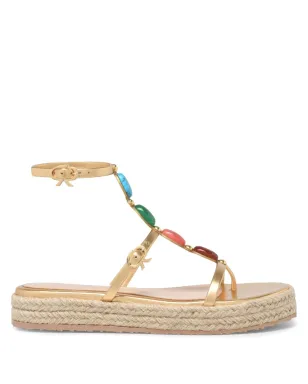 Gianvito Rossi Shanti Beach エスパドリーレ ゴールド - サムネイル1