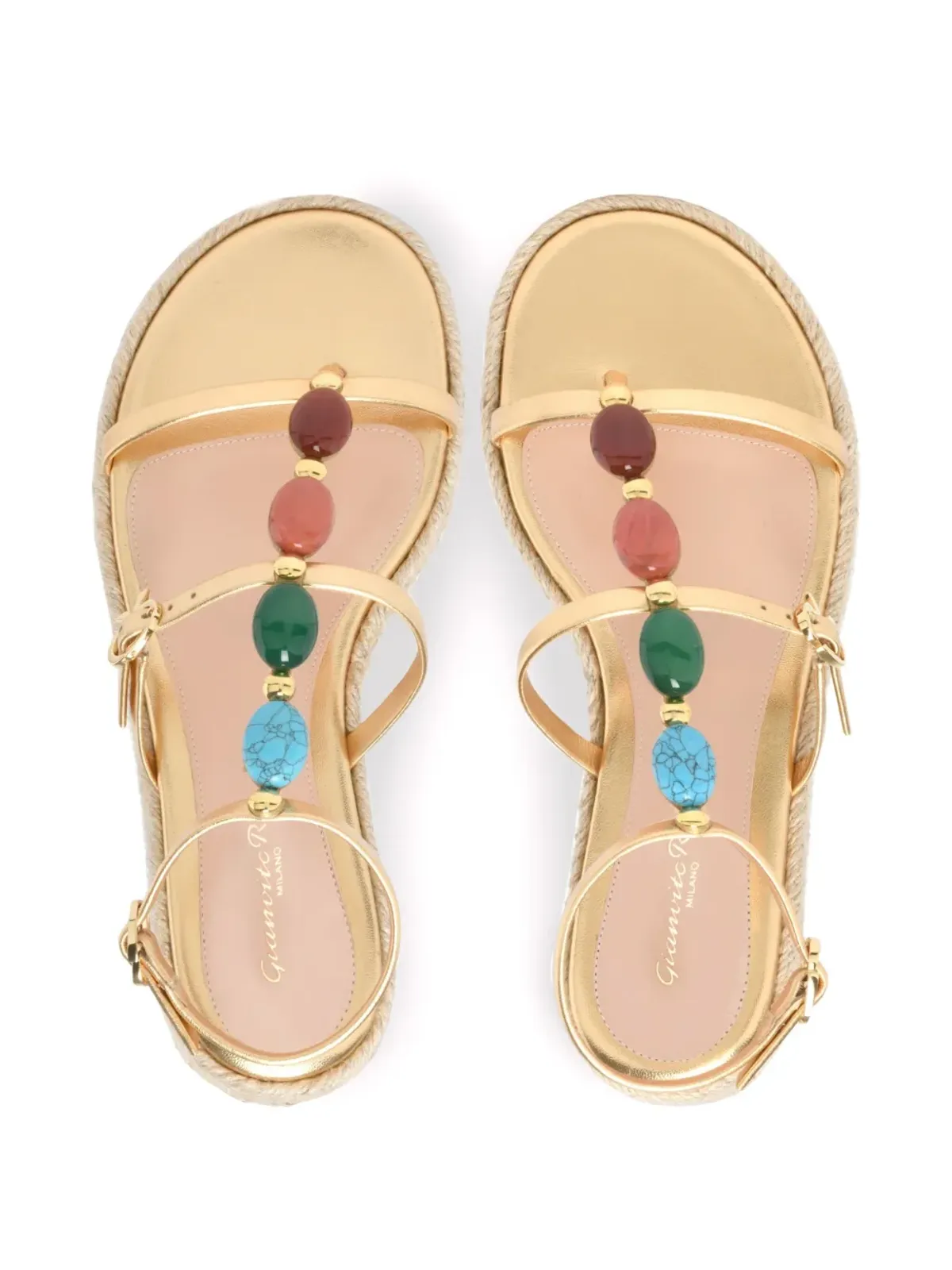 Gianvito Rossi Shanti Beach エスパドリーレ ゴールド - 画像2