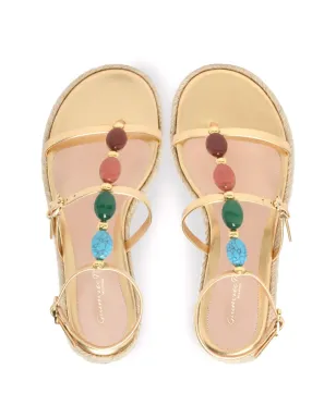 Gianvito Rossi Shanti Beach エスパドリーレ ゴールド - サムネイル2