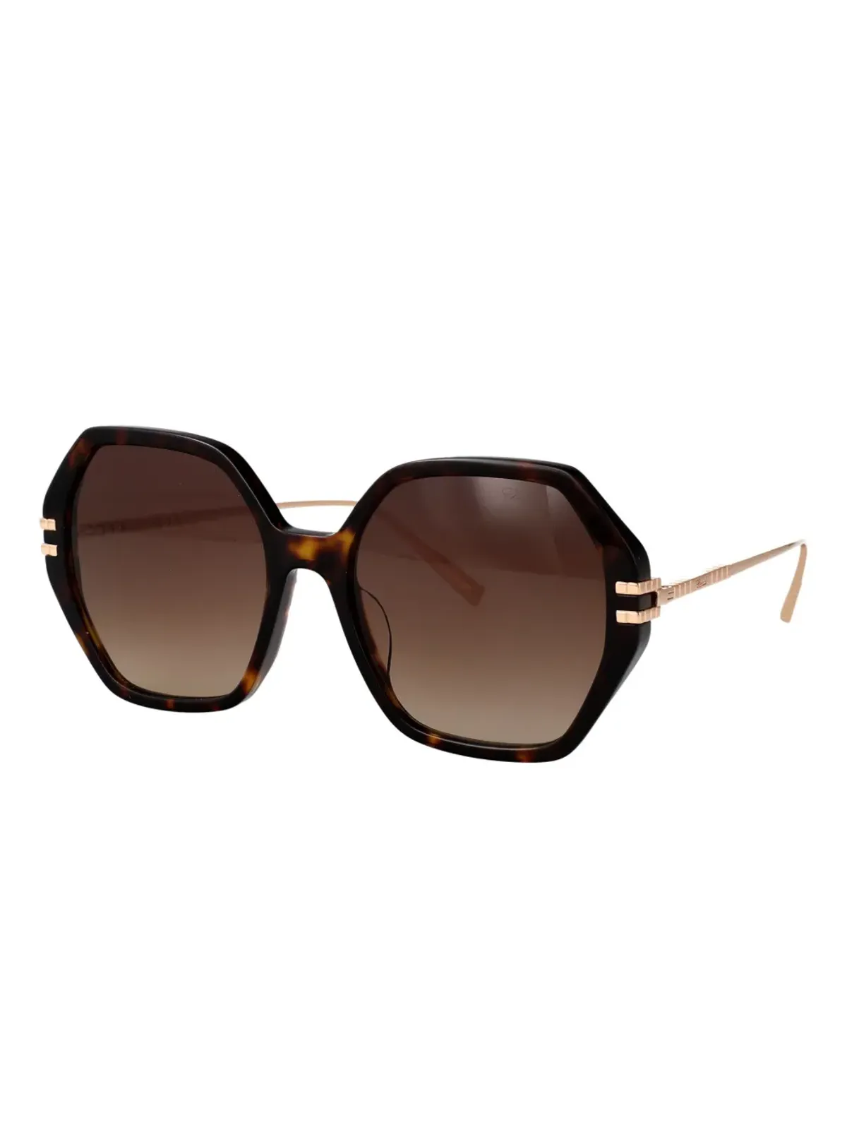 Chopard Eyewear ジオメトリックフレームサングラス（ゴールド） - 画像2