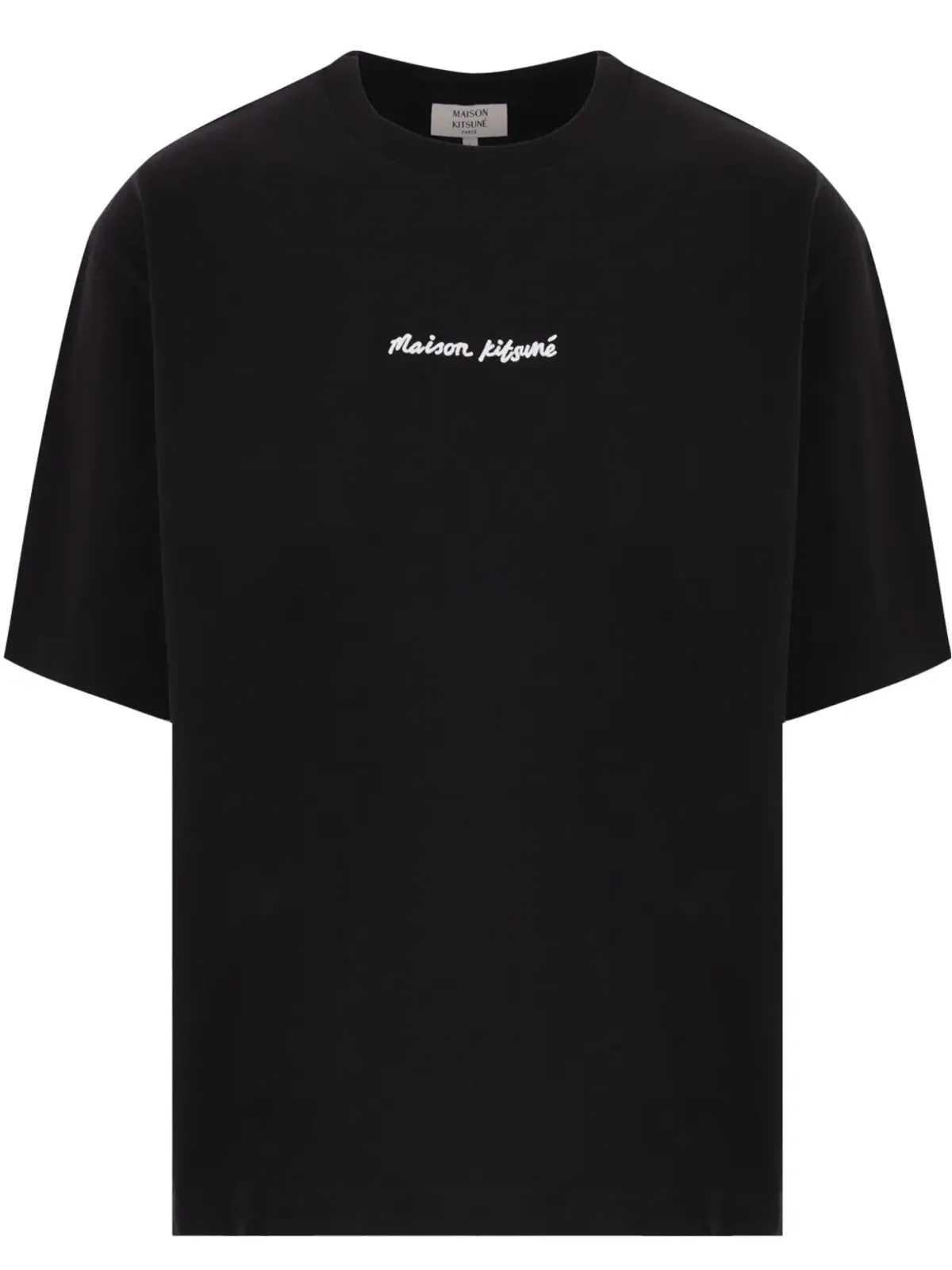 Maison Kitsuné ロゴ刺繍Tシャツ ブラック - 画像1