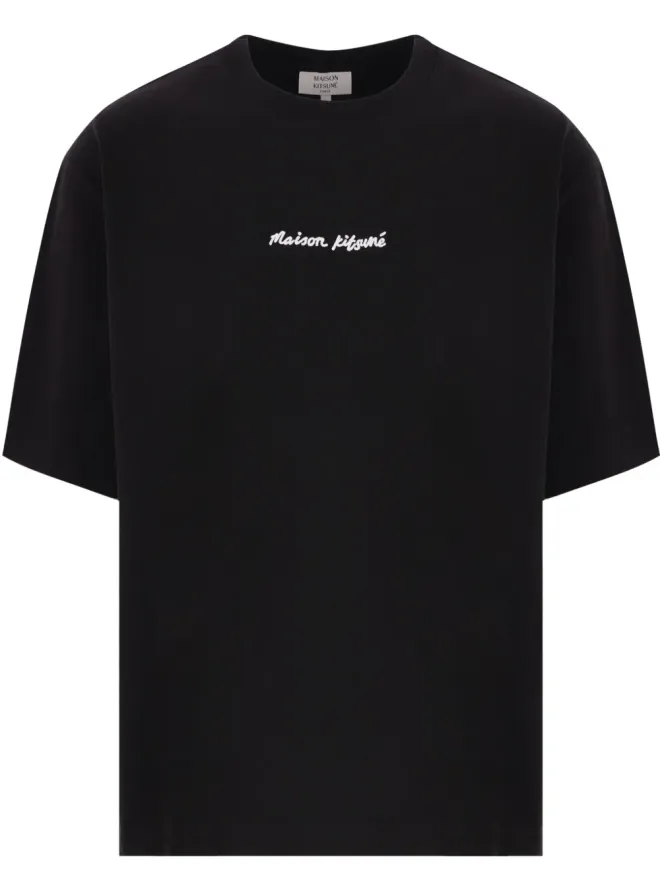 Maison Kitsuné Maison Kitsuné ロゴ刺繍Tシャツ ブラックの商品画像